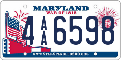 MD license plate 4AA6598