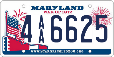 MD license plate 4AA6625