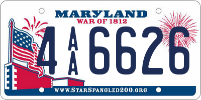 MD license plate 4AA6626