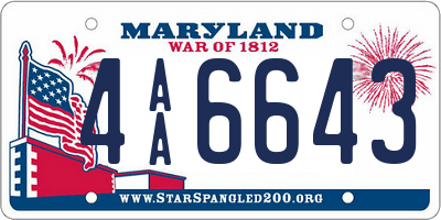 MD license plate 4AA6643