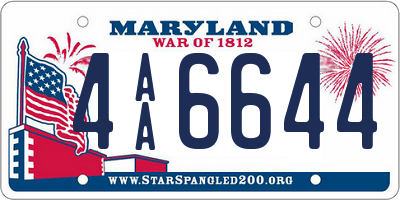 MD license plate 4AA6644