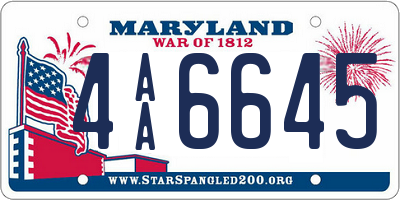 MD license plate 4AA6645