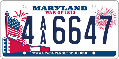 MD license plate 4AA6647