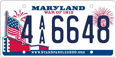 MD license plate 4AA6648