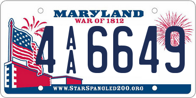 MD license plate 4AA6649