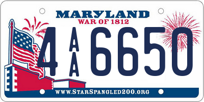 MD license plate 4AA6650