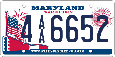 MD license plate 4AA6652