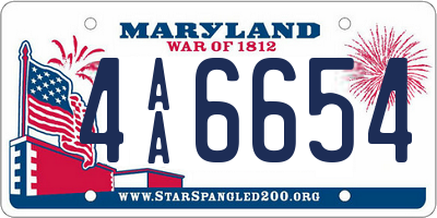 MD license plate 4AA6654