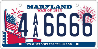 MD license plate 4AA6666