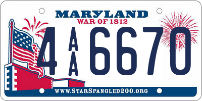 MD license plate 4AA6670