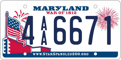 MD license plate 4AA6671