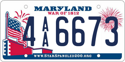 MD license plate 4AA6673