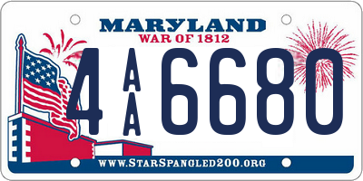 MD license plate 4AA6680