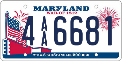 MD license plate 4AA6681