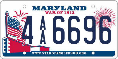 MD license plate 4AA6696