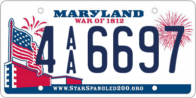 MD license plate 4AA6697