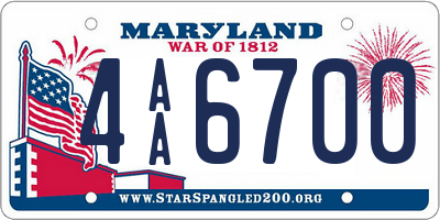 MD license plate 4AA6700