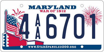 MD license plate 4AA6701