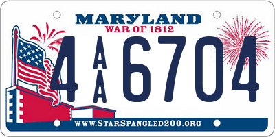 MD license plate 4AA6704