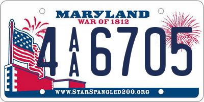 MD license plate 4AA6705