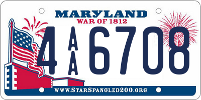 MD license plate 4AA6708