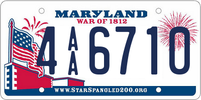 MD license plate 4AA6710