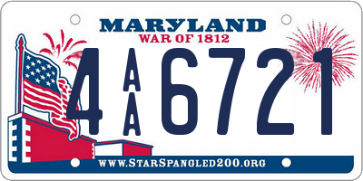 MD license plate 4AA6721