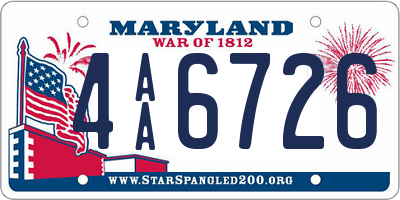 MD license plate 4AA6726