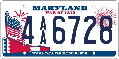 MD license plate 4AA6728