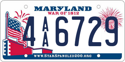 MD license plate 4AA6729