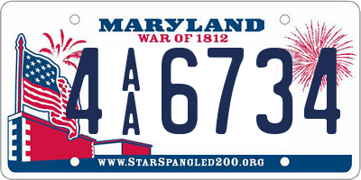 MD license plate 4AA6734