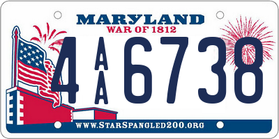 MD license plate 4AA6738