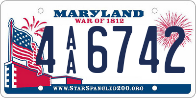 MD license plate 4AA6742