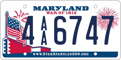 MD license plate 4AA6747