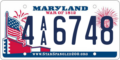 MD license plate 4AA6748