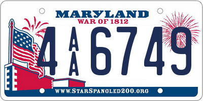 MD license plate 4AA6749