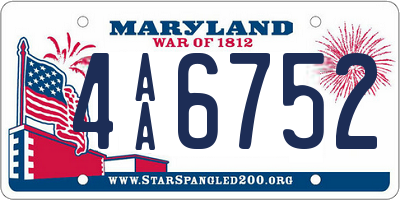 MD license plate 4AA6752