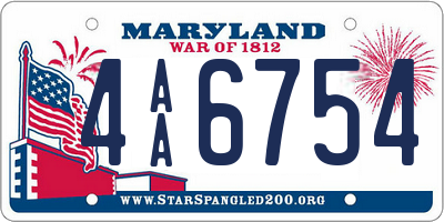 MD license plate 4AA6754