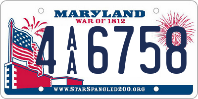 MD license plate 4AA6758