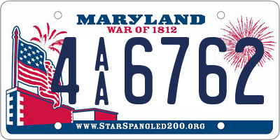 MD license plate 4AA6762