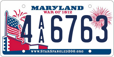 MD license plate 4AA6763