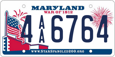 MD license plate 4AA6764