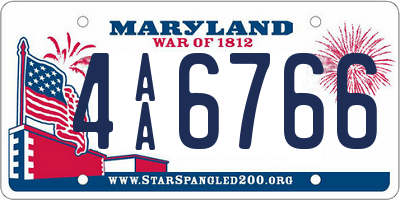 MD license plate 4AA6766