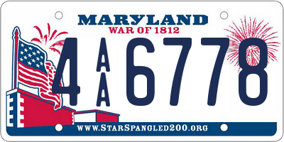 MD license plate 4AA6778