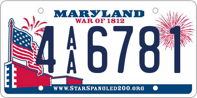 MD license plate 4AA6781