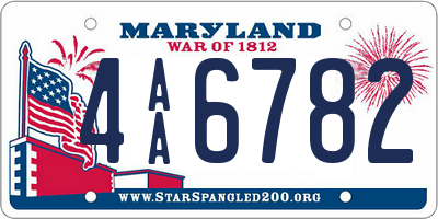 MD license plate 4AA6782