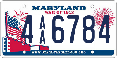 MD license plate 4AA6784