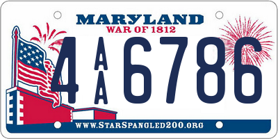 MD license plate 4AA6786