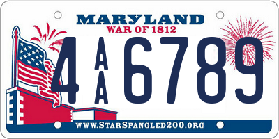 MD license plate 4AA6789