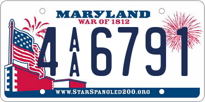 MD license plate 4AA6791